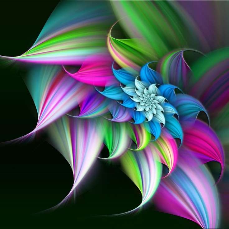 Számítógépes grafika - színes virág online puzzle