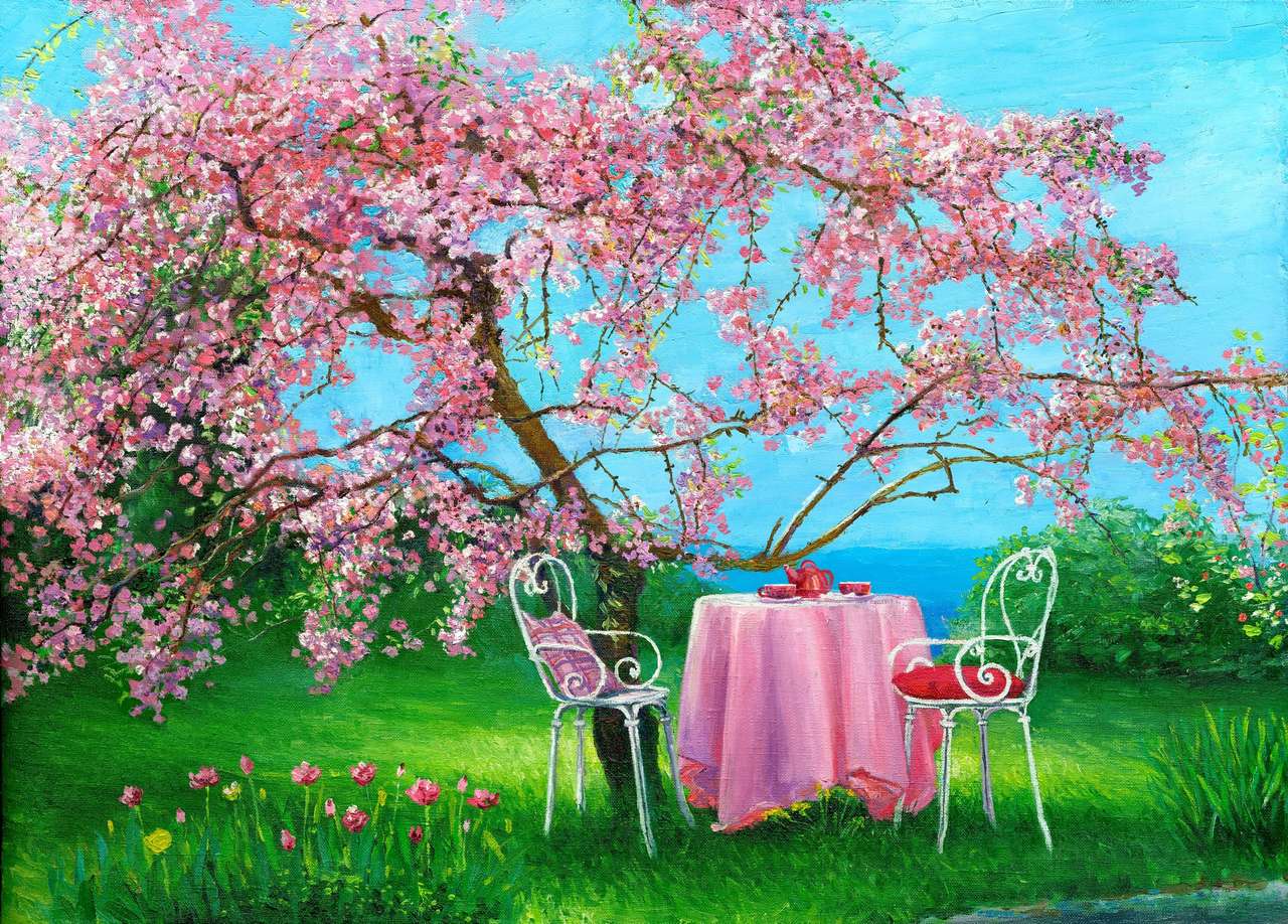 Blossoming prune într-o grădină de primăvară puzzle online