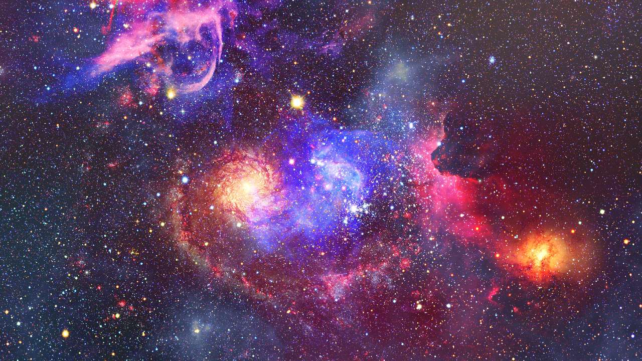 Синя галактика мъглявина с блестящи звезди онлайн пъзел