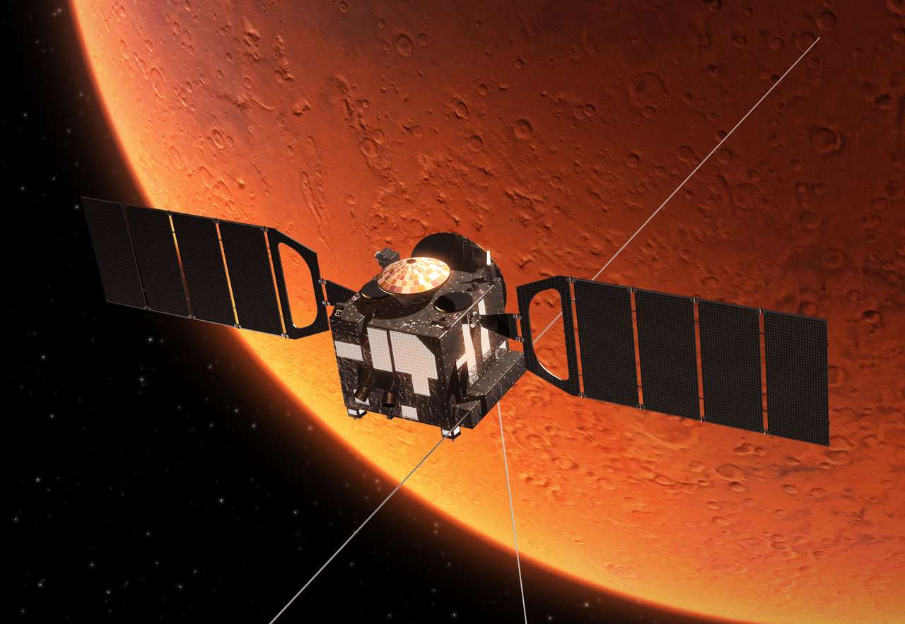 Космическая станция на орбите планеты Марс онлайн-пазл