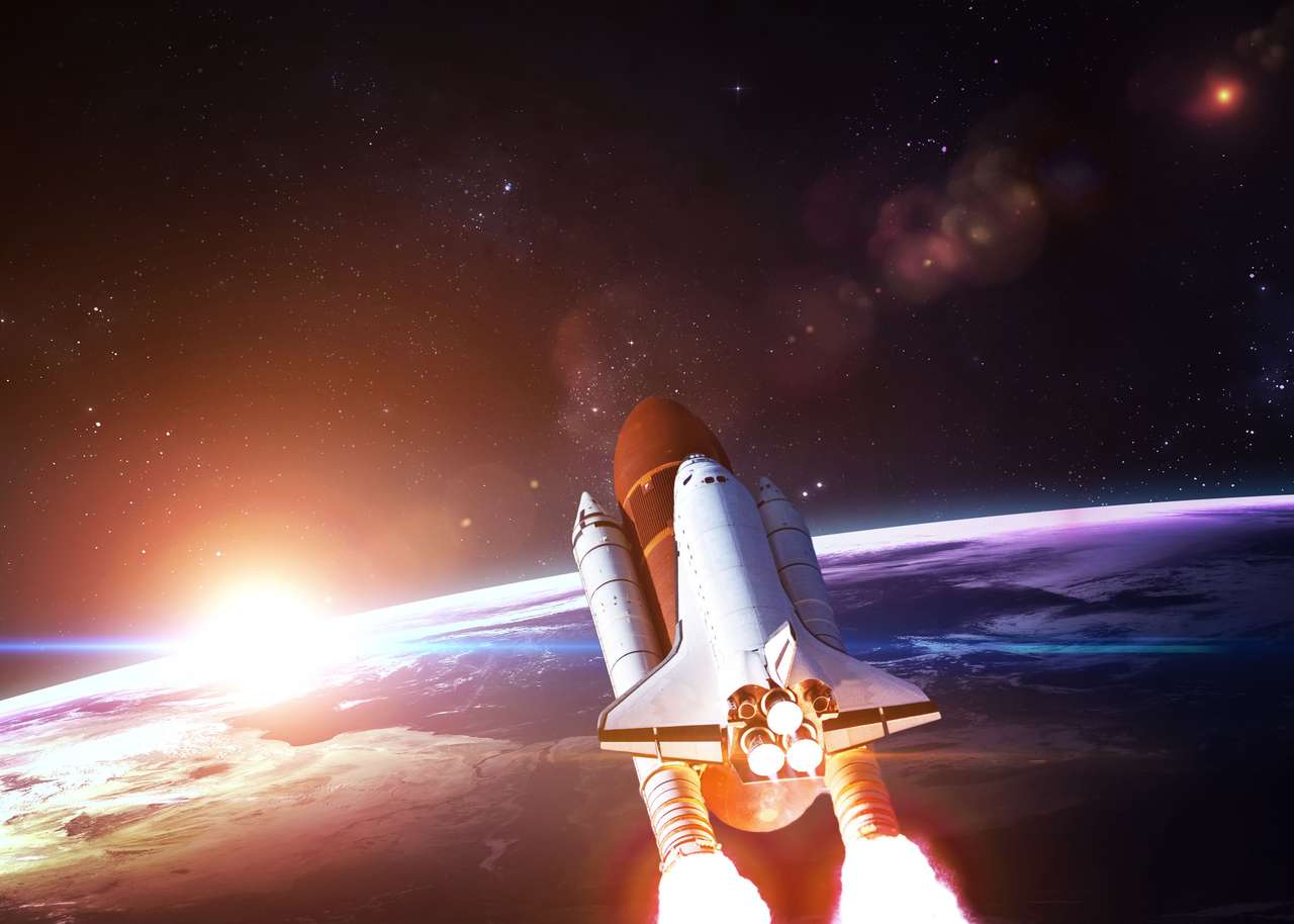 Shuttle espacial decolando em uma missão puzzle online
