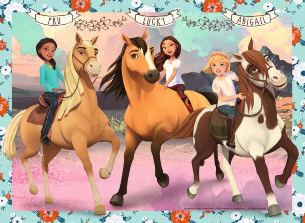 Ik met mijn vrienden en onze paarden online puzzel