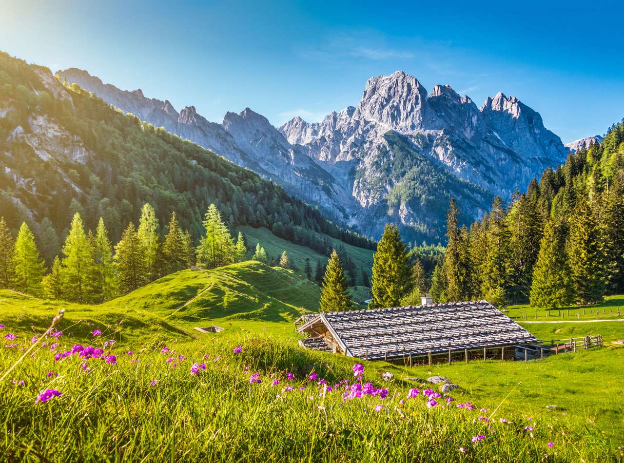 Идиличен пейзаж в Алпите онлайн пъзел