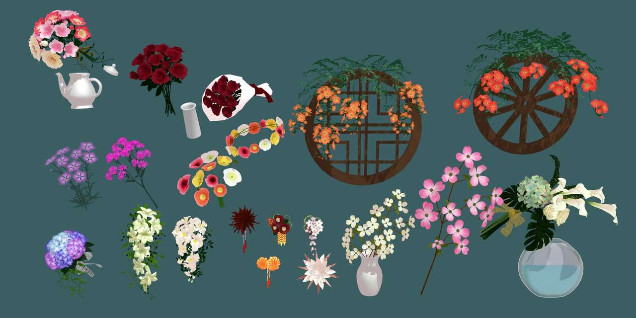 Vacker bild av blommor Pussel online