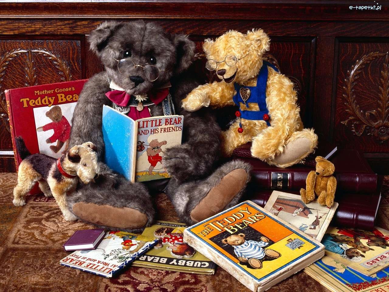 Teddybären, Okular, Bücher Online-Puzzle