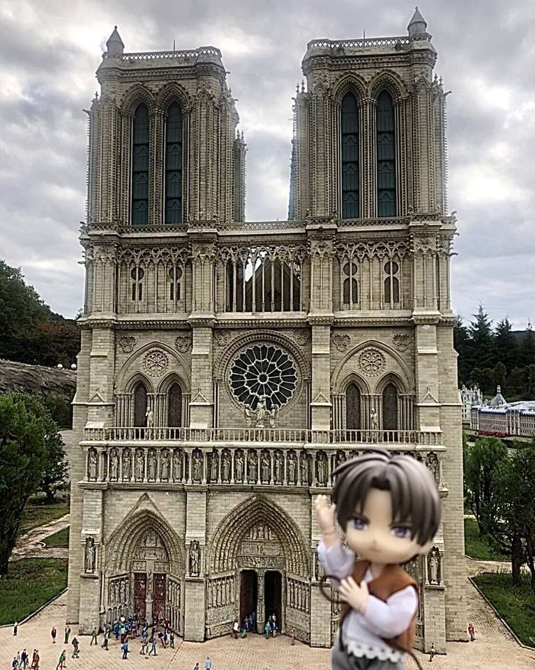 Hasebe μπροστά από το Notre-Dame de Paris online παζλ