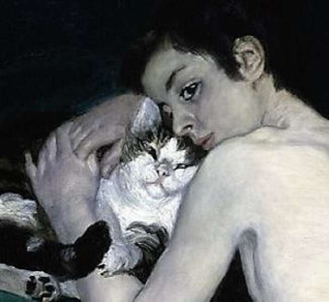 "Goo mit einer Katze" Pierre Auguste Renoir Online-Puzzle