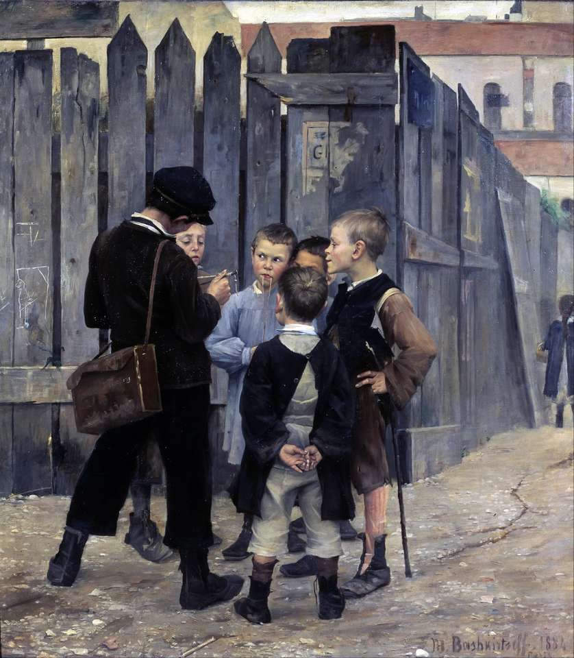 "Una reunión" Marie Bashkirteff (1884) rompecabezas en línea