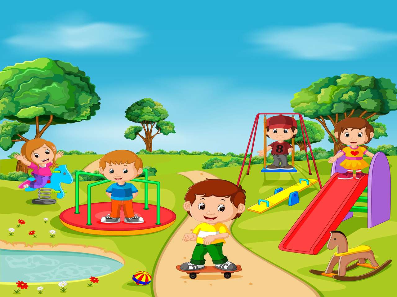 Kids playing outdoors online puzzle
