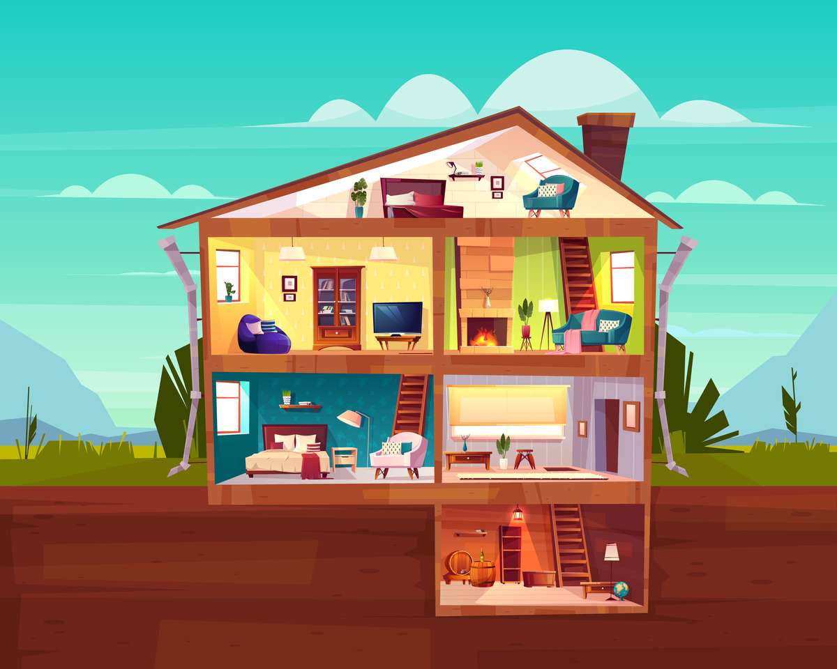 Casa del cottage a due piani puzzle online