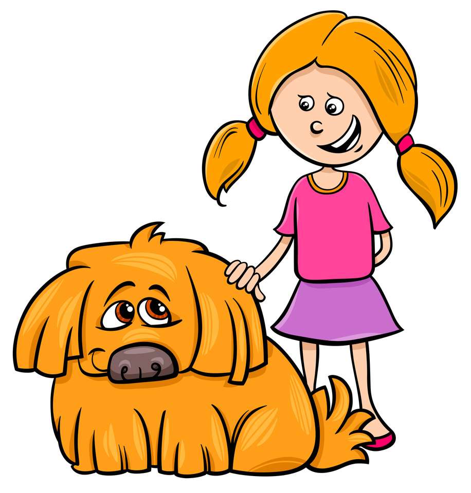 Girl with big dog online puzzle