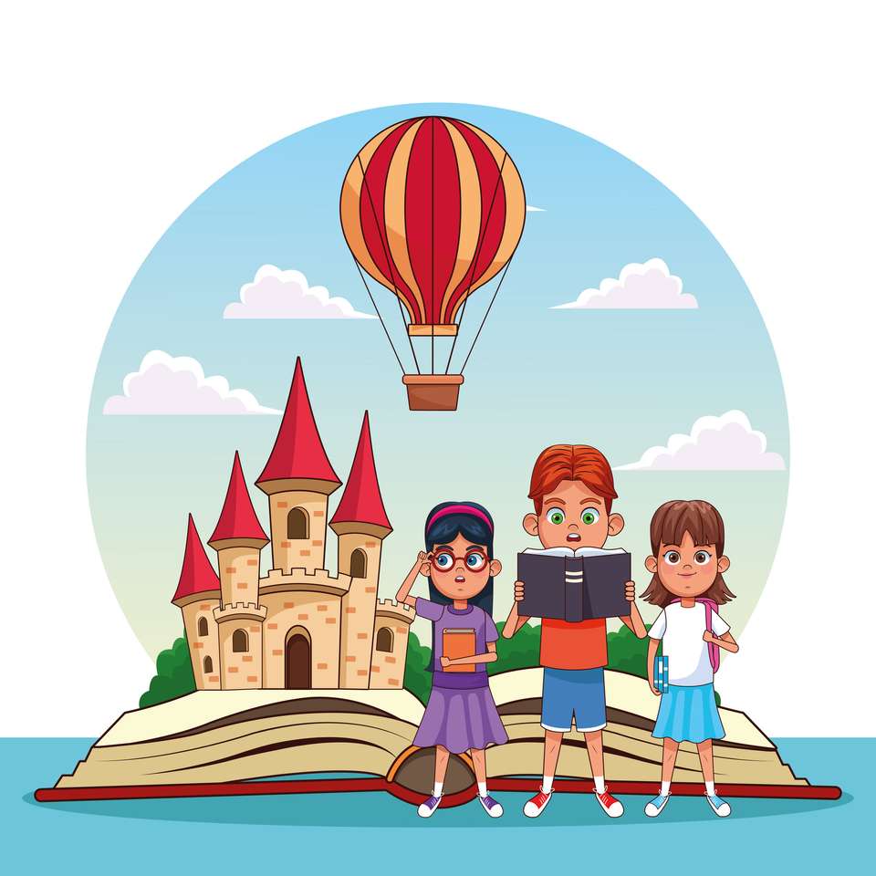 Kinderen lezen sprookjes legpuzzel online