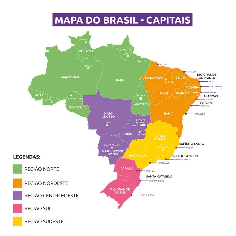 Карта Бразилии пазл онлайн