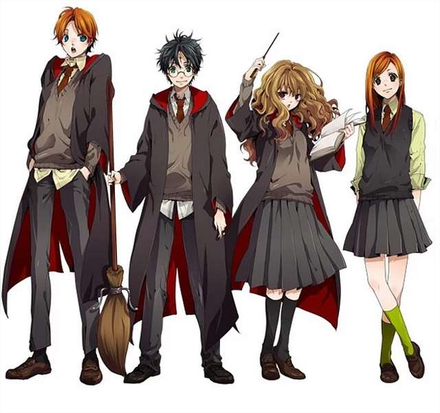 Harry Potter, Ron, Hermiona a Ginny skládačky online