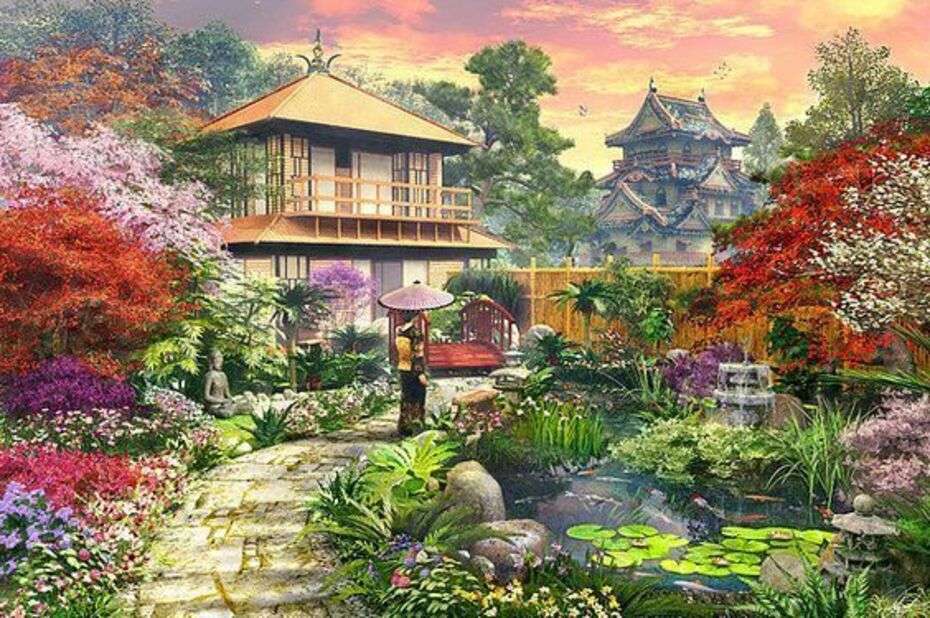 Внутренний сад в Японии пазл онлайн