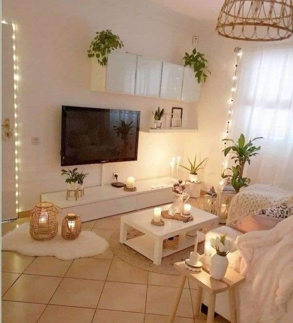 Wohnzimmer mit Kerzen Online-Puzzle