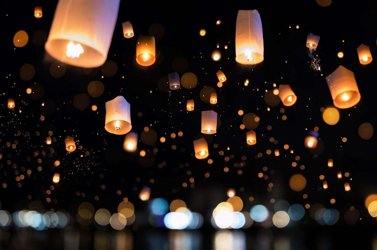 Loy Krathong e Yi Peng festival con lanterna puzzle online