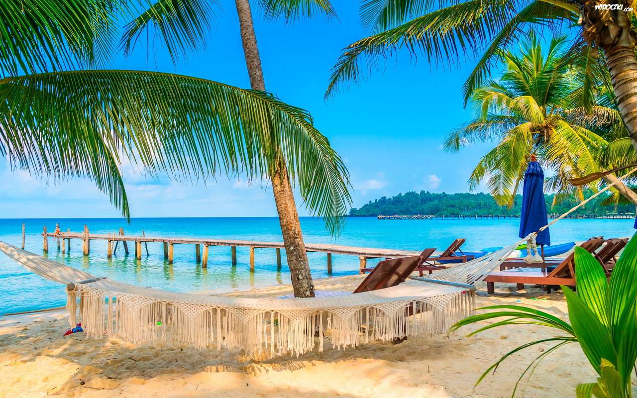 Brug op het strand in de tropen online puzzel
