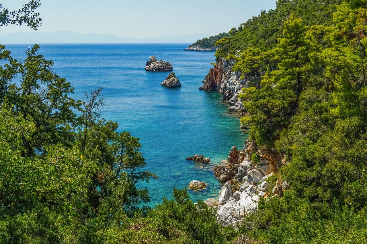 Skiathos Griechische Insel Stafilos Bay Online-Puzzle
