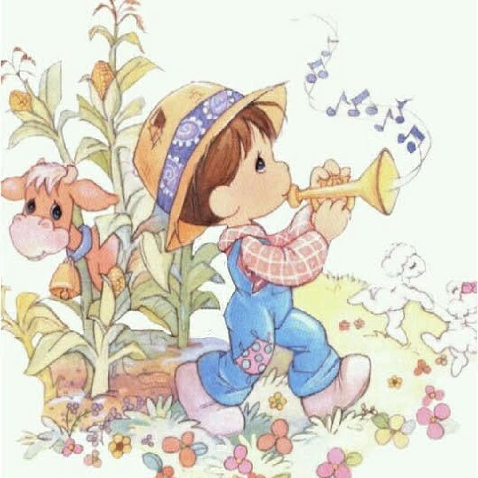 Malý trumpetista s kravičkou пазл онлайн