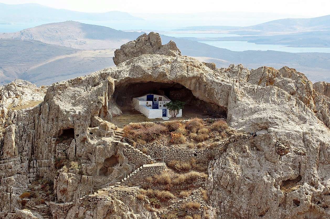 Limnos Greek island open rock church online puzzle