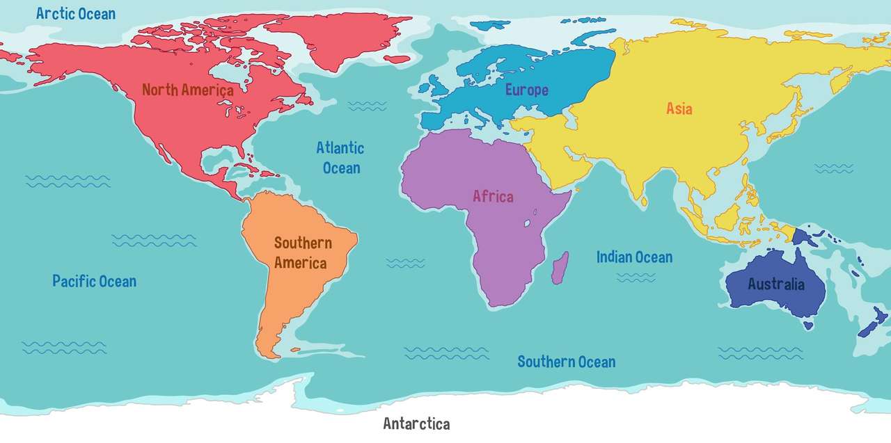 Océans et continents puzzle en ligne