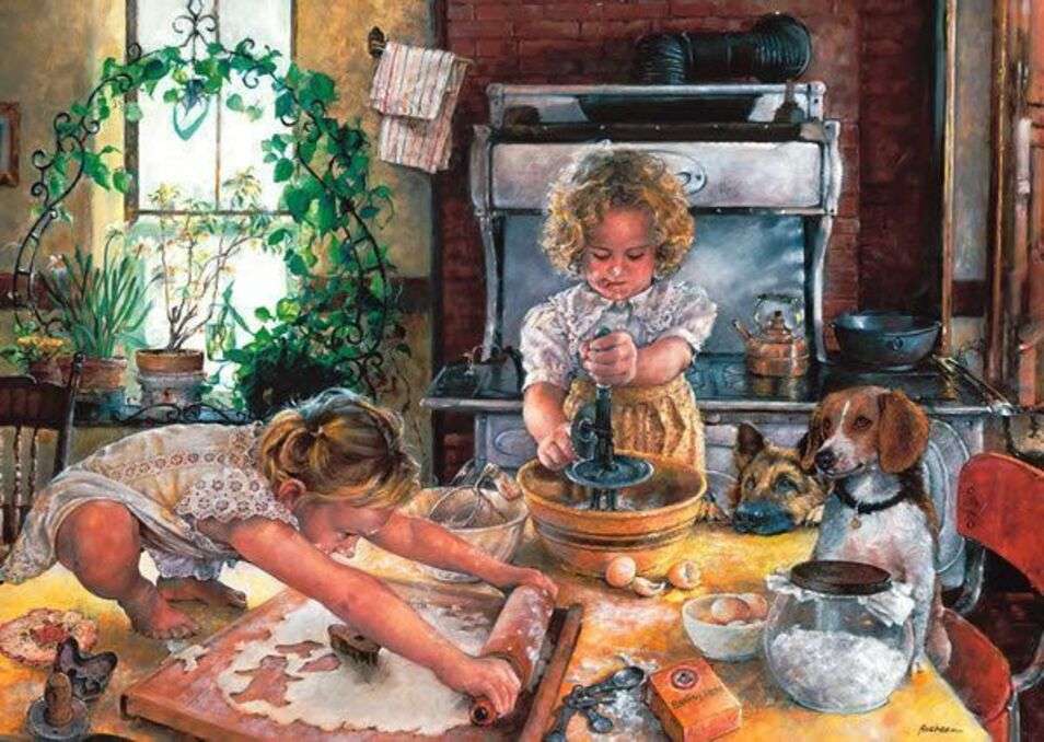 Due bambine in cucina! puzzle online