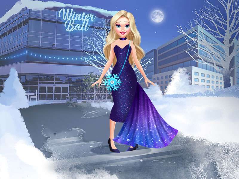 Elsa στη χειμερινή μπάλα παζλ online