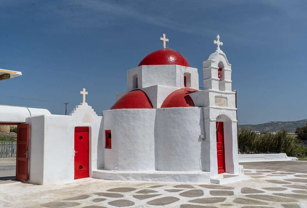 Църквата на гръцкия остров Миконос онлайн пъзел