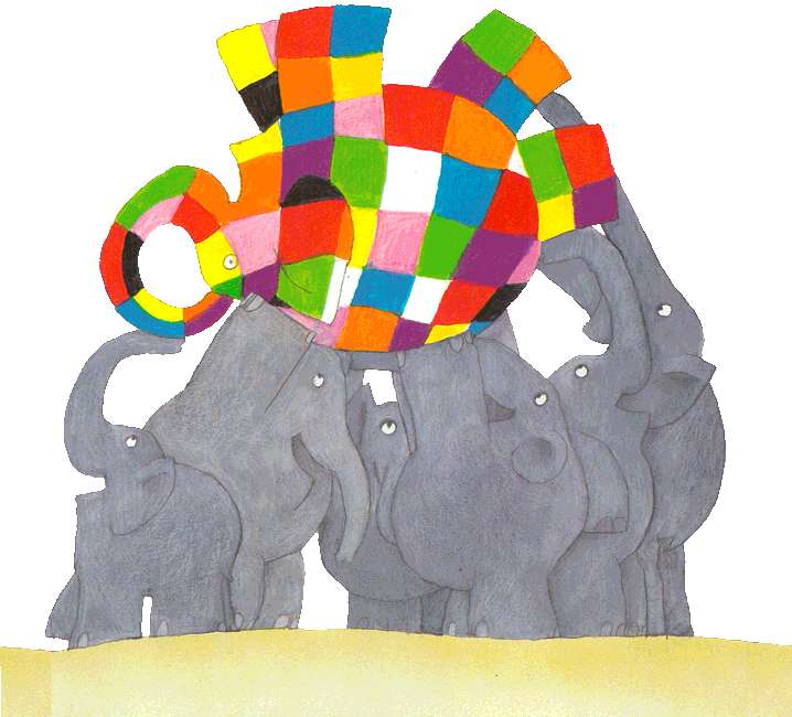 Elmer: kleurrijke olifant legpuzzel online