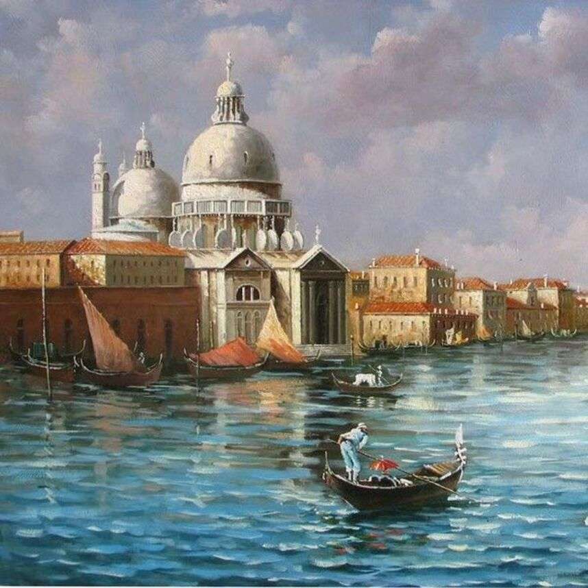Венециански изглед (след рисуване) онлайн пъзел