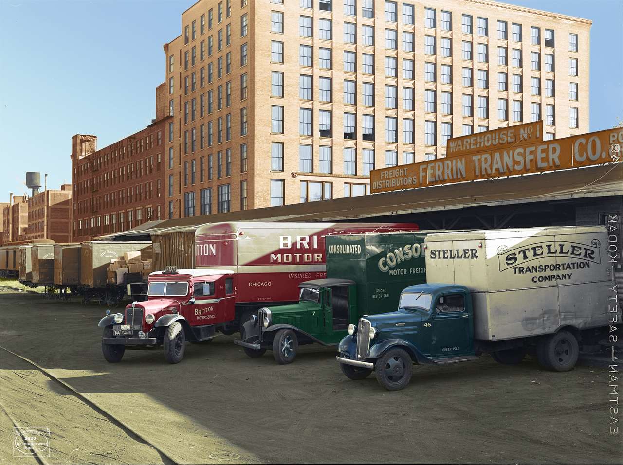 1939 - Завантаження вантажівок на кінцевому складі. Шахта пазл онлайн