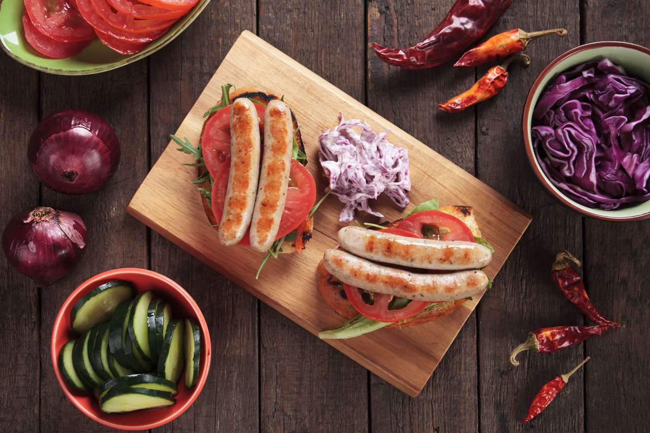 Сандвичи на колбаси на скара онлайн пъзел