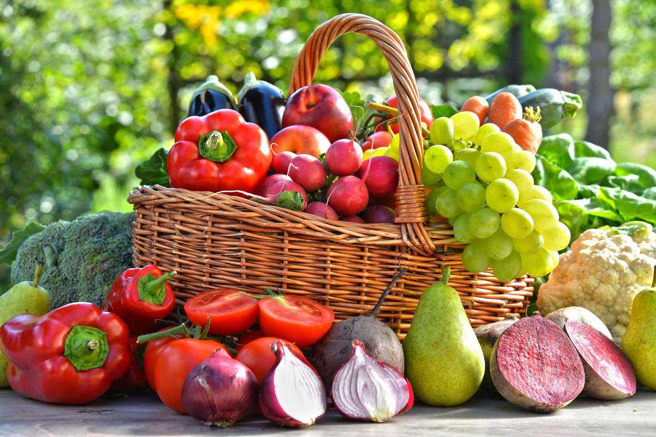 Verduras y frutas orgánicas frescas rompecabezas en línea