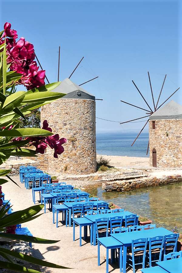Mills on Chios Greek Island puzzle online