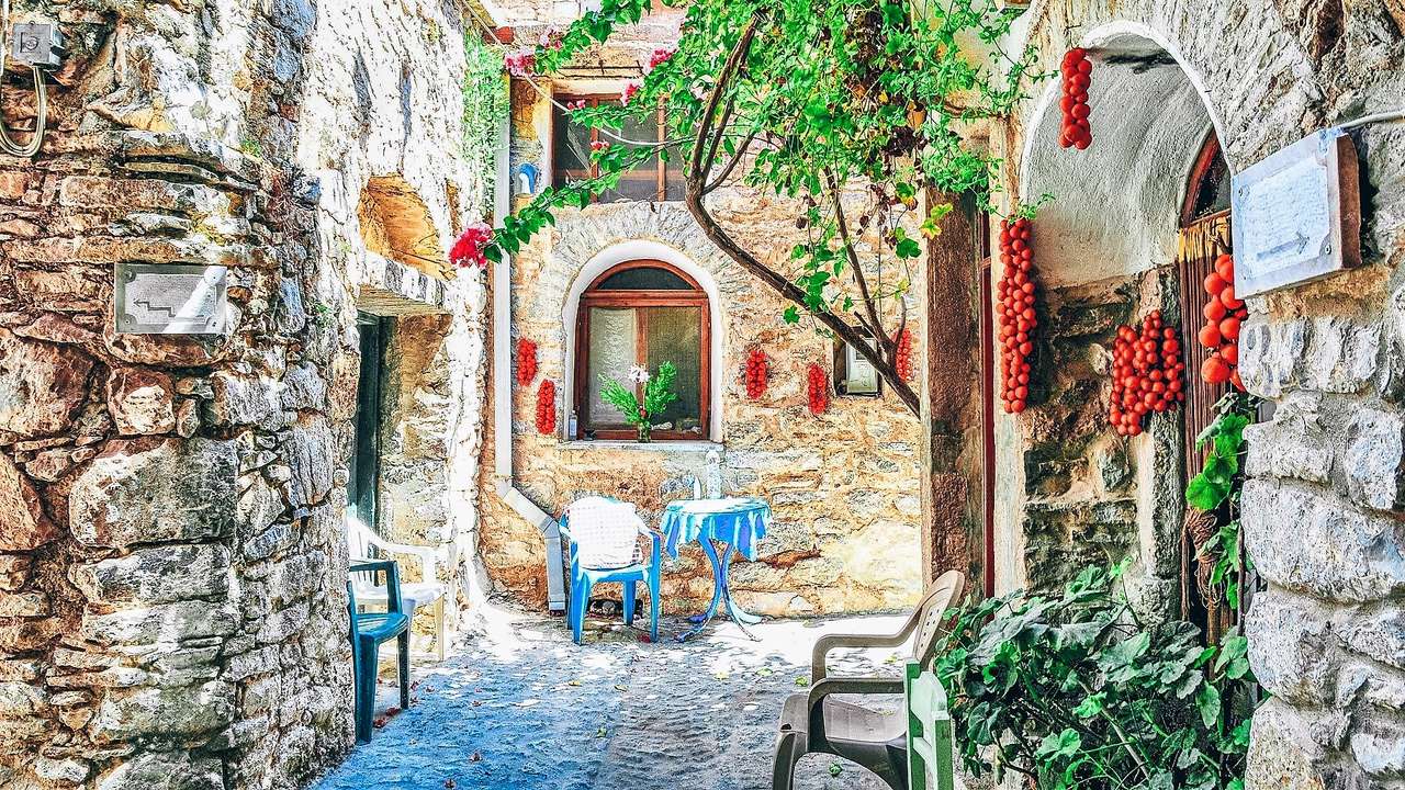 Mesta auf Chios Griechische Insel Puzzlespiel online
