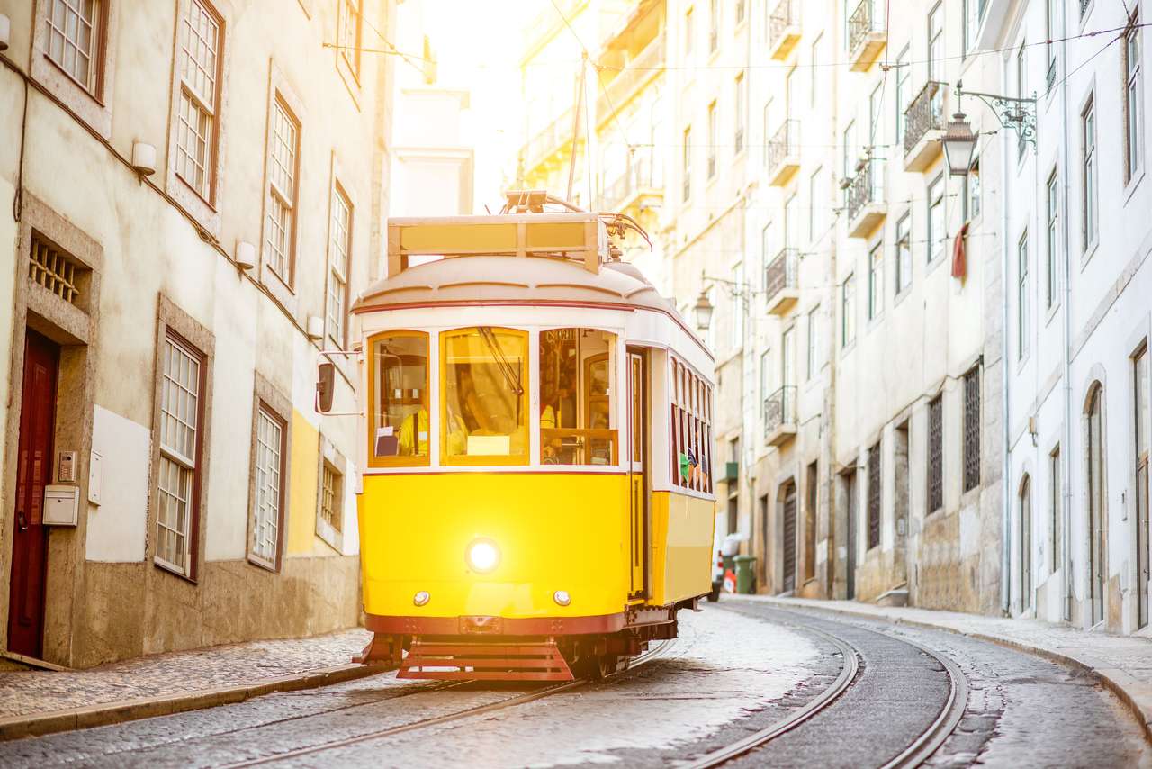vintage gele tram online puzzel