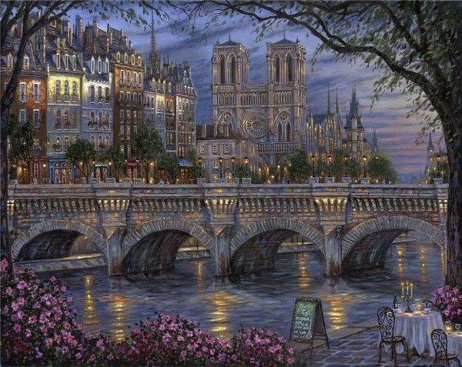 Изглед към Париж Париж (рисуване) онлайн пъзел