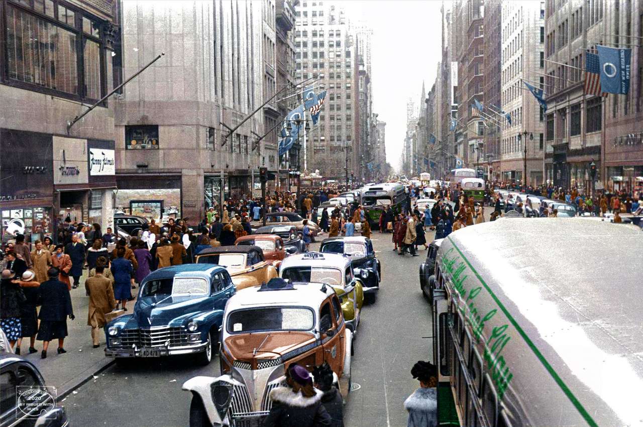 1940-і роки - 34-та вулиця і 5-а авеню Нью-Йорка пазл онлайн
