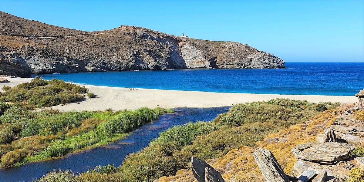 Beach Andros Greek Island legpuzzel online