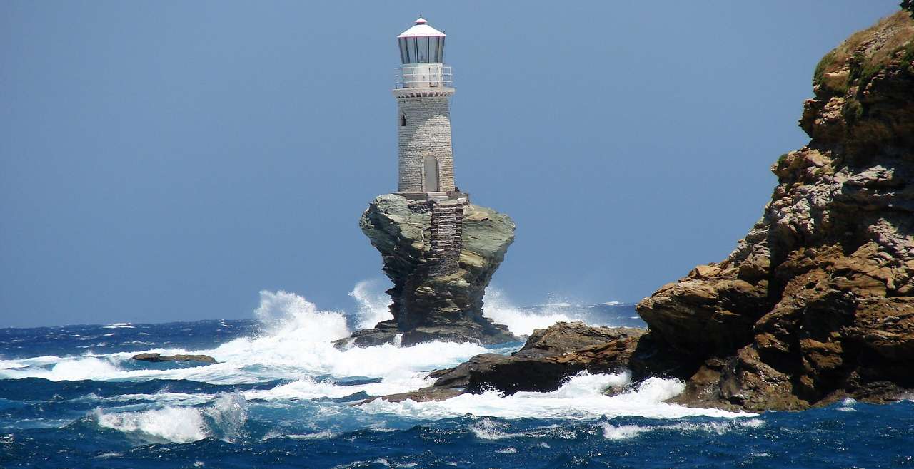 Lighthouse Andros Insula Greacă jigsaw puzzle online
