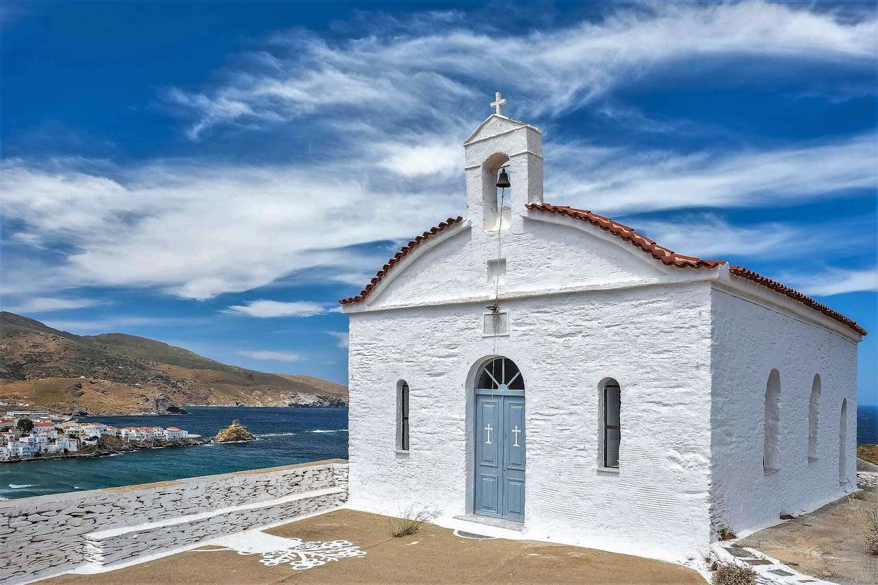 Petite chapelle et île grecque puzzle en ligne
