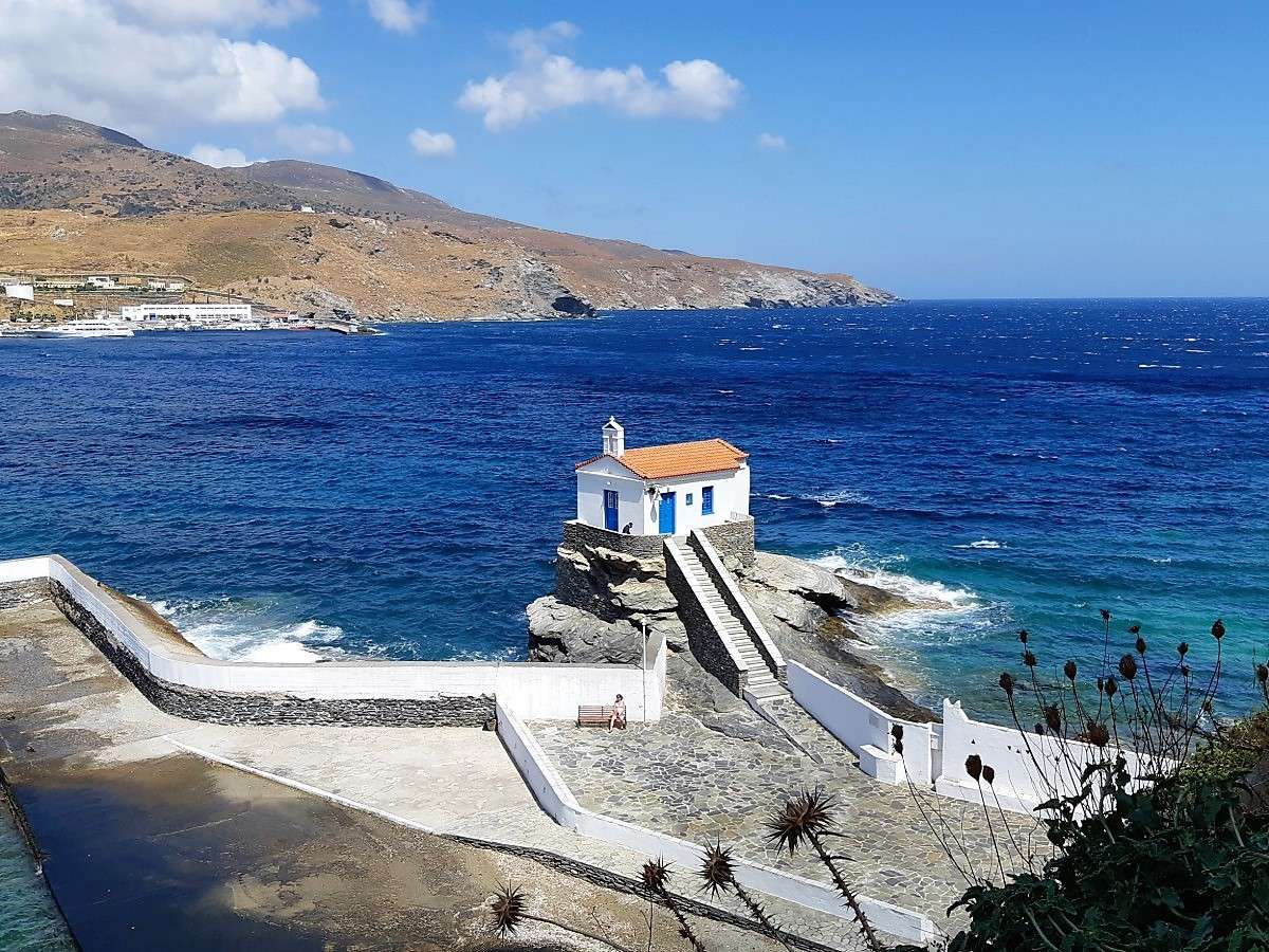 Kleine Kirche Andros Griechische Insel Puzzlespiel online
