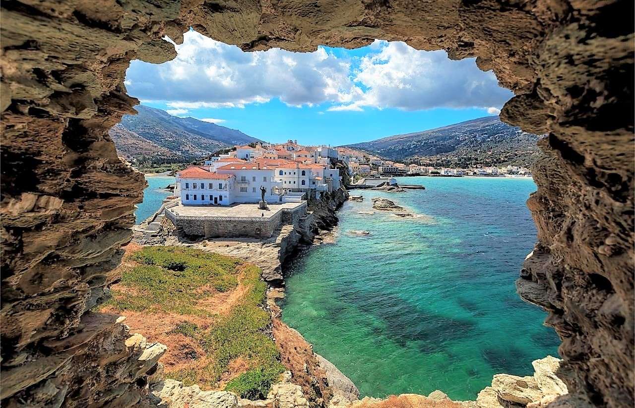 Chora andros île grecque puzzle en ligne