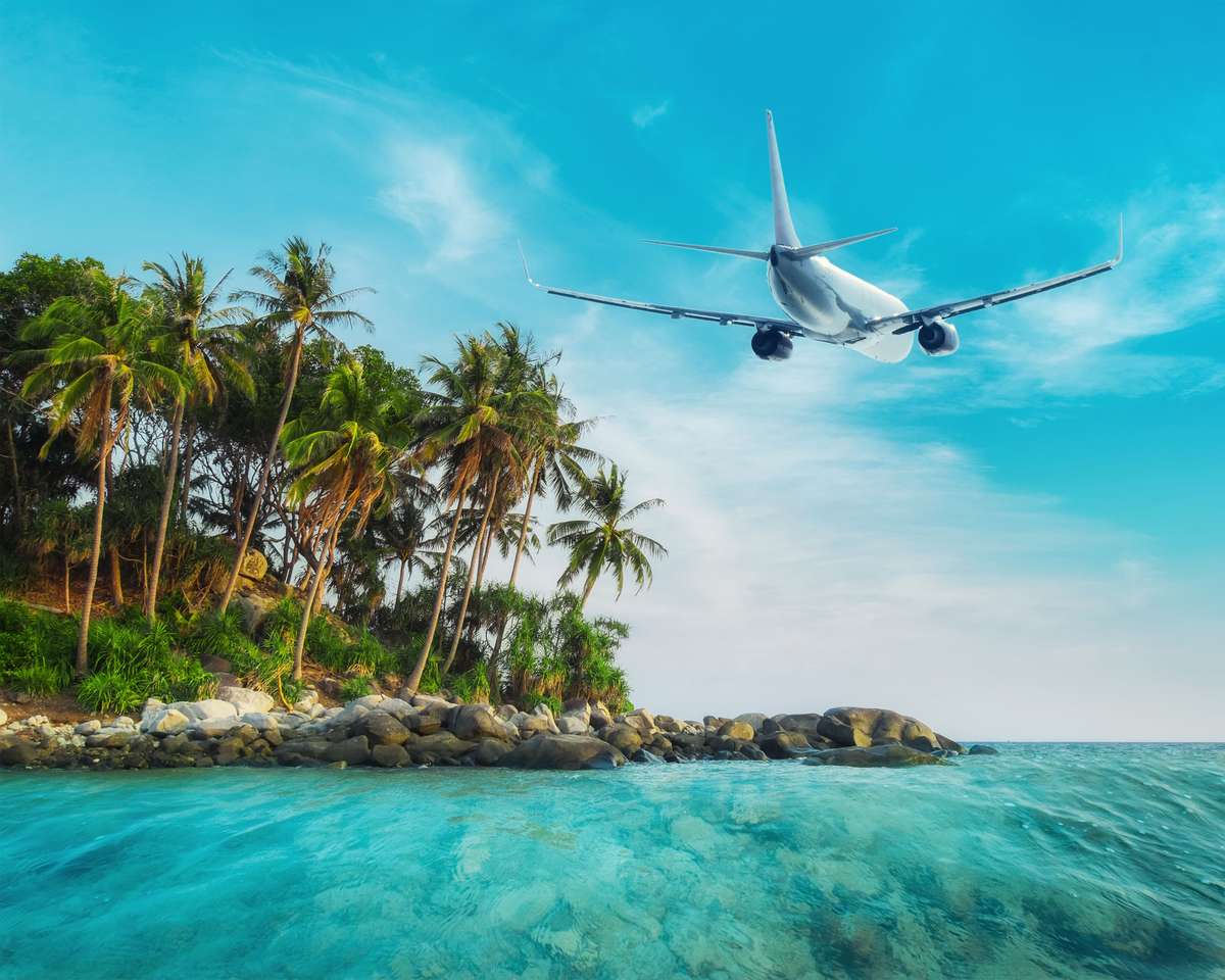 Avião sobre incrível paisagem quebra-cabeças online