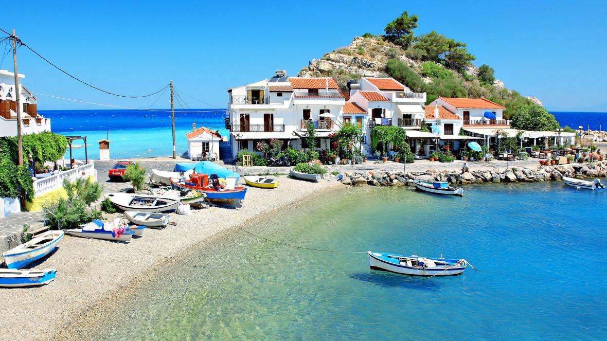 Samos - Grekisk ö i Egeiska havet pussel på nätet