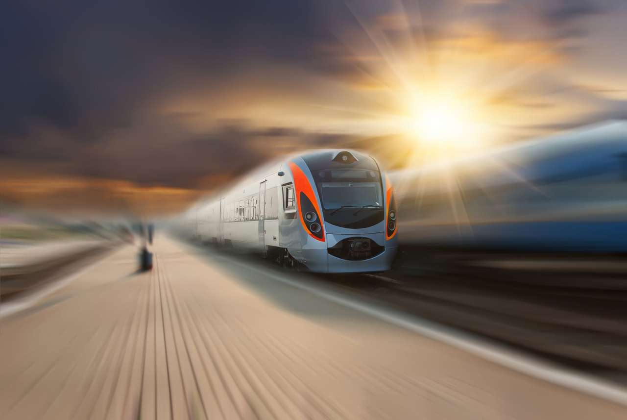 Vysokorychlostní vlak procházející stanice skládačky online