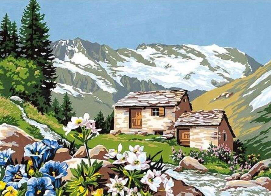 Chalet in pascoli in estate puzzle online