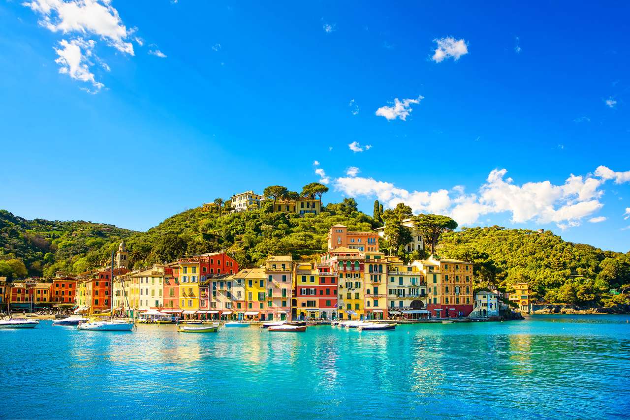Panorama Portofino, Liguria, Italia rompecabezas en línea