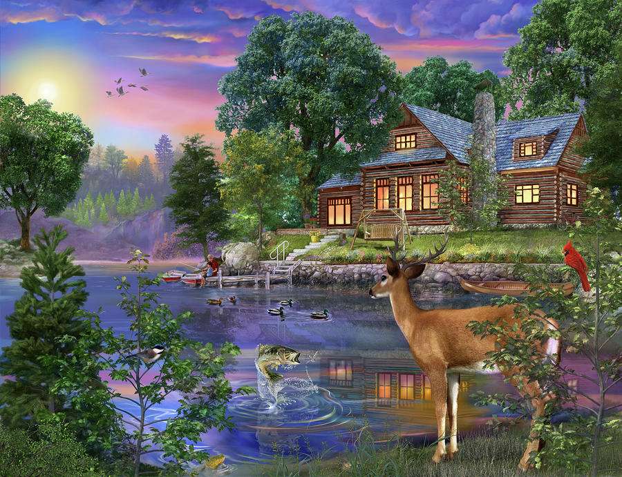 Evening by the lake jigsaw puzzle online